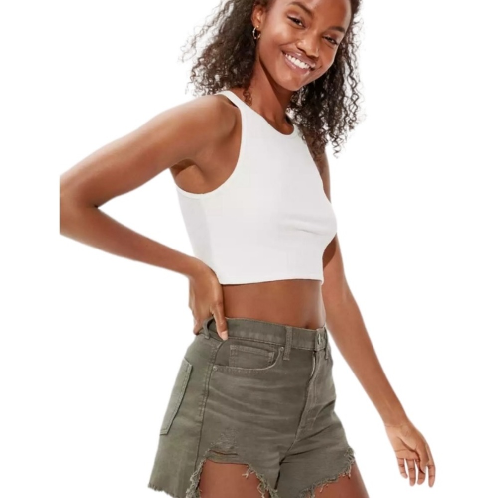 American Eagle Outfitters Highest Rise Mom Shorts Olive Green Size 8 29W